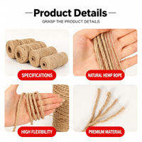 Corde en jute naturelle à surface lisse, garnissage en chanvre à faible friction pour un dénudage facile des fils électriques et l'assemblage