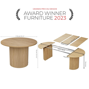 Table à <span class=keywords><strong>manger</strong></span> télescopique ovale en bois massif de 43 à 100 pouces (environ 109,2 à 241,3 cm) de long, avec 5 rallonges, 2 espaces de rangement, en chêne - Product Image 1