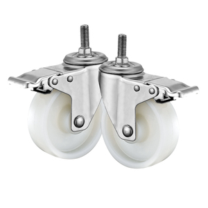 Bánh xe xoay có trục ren bằng thép không gỉ và nylon chịu lực trung bình, kích thước 75mm100mm125mm, có phanh toàn phần - Product Image 5
