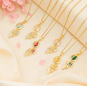 Collar DE FLOR DE Zirconia de tulipán de moda para mujer Collar con colgante chapado en oro de 18 quilates de acero inoxidable Joyerí<span class=keywords><strong>a</strong></span> impermeable - Product Image 1