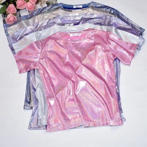 Tissu de scène laser à motif feuille d'aluminium, points irisés, extensible, en <span class=keywords><strong>Spandex</strong></span>/Nylon, poids moyen, pour vêtements de danse - Product Image 5