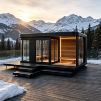 Sauna en cèdre rouge trois-en-un avec isolation légère et trois zones pour une énergie thermique durable