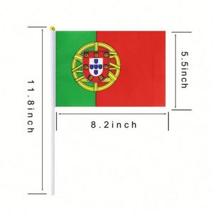 14x21cm 100% Polyester Hand Held Small Mini <b>Flag</b> Portugal Portuguese Stick National Country <b>Flags</b> Party Decorations - Product Image 3
