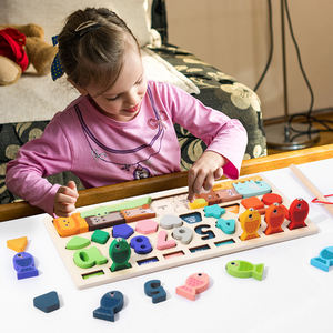 Jeu de blocs de construction de pêche 4-en-1 Développement de l'intelligence éducative précoce pour enfants Jouets éducatifs en forme de numéro de bébé - Product Image 4