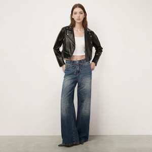 时尚渐变色水洗牛仔裤女式低腰抽绳腰部宽松阔腿牛仔裤 Y2K 街头服饰 - Product Image 4