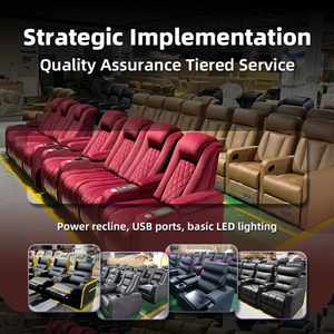 Sillón Reclinable Eléctrico de Cuero Granulado, Asientos <span class=keywords><strong>VIP</strong></span> para Cine en Casa, Diseño Moderno, Sofá Reclinable Deslizante para Cine, Muebles de Cine - Product Image 4