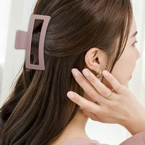 Hàn Quốc Matte 13cm thêm lớn nhựa tóc Claw Clips đơn giản morandi màu vuông quá khổ tóc clip cho phụ nữ hairgrip