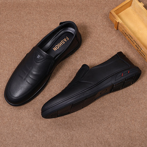 Men's Genuine Cow Leather Loafers Round Toe Slip On <b>Soft</b> Sole Comfortable Business Casual <b>Shoes</b> Walking Style - Product Image 2