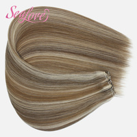 Extensions de cheveux naturels vierges bruts doublement étirés, tissées à la machine, avec mèches personnalisées, vente en gros