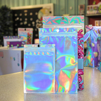 Sacs à fermeture éclair en feuille holographique refermables, pochettes en mylar pour échantillons, sacs cadeaux pour l'emballage de bonbons, bijoux, cils, gloss à lèvres