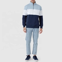 OEM personnalisé 100% coton colour block pull pull 1/4 quart demi fermeture éclair sweat pour hommes