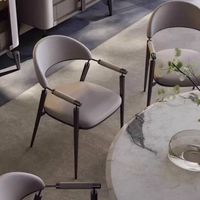 Chaise de salle à manger moderne en acier inoxydable et revêtement en cuir pour salle à manger, cuisine, salon
