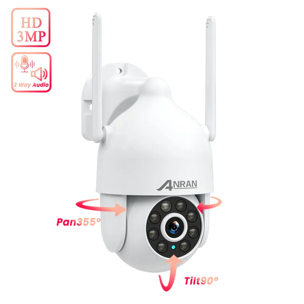 ANRAN Outdoor Colorful Infrared Night Vision 3MP Small Wireless PTZ Network IP CCTV Camera Wifi