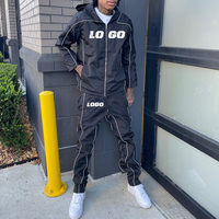 Ensemble Survêtement Homme Personnalisé 2 Pièces : Pantalon en Nylon et Sweat à Capuche, Veste Coupe-Vent Ample