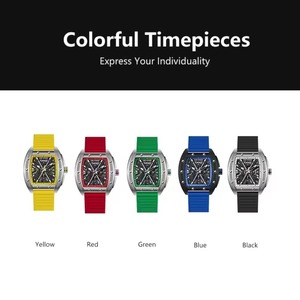 Luxury Men's Tonneau Case <b>Skeleton</b> Sport <b>Watch</b> <b>Automatic</b> Mechanical Rubber Band Analog Dial - Product Image 2