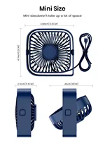 Mini ventilador portátil, ventilador de escritorio USB, mesa, flujo de aire fuerte, funcionamiento silencioso, viento de 3 velocidades, ventiladores de pie giratorios 360 para habitación y hogar