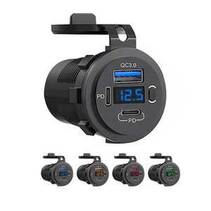 Khuôn mẫu mới Onoff chuyển đổi qc3.012v24v kép <span class=keywords><strong>USB</strong></span> xe sạc nhanh ổ cắm điện ra Xe Buýt <span class=keywords><strong>USB</strong></span> ổ cắm cho xe với PD Vôn kế - Product Image 1