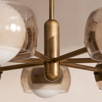 Lustre suspendu LED moderne nordique en laiton avec globe en verre fumé, personnalisable, pour hôtel et salon