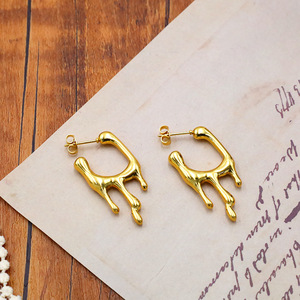 Geometric Drop Earrings Gold Stainless Steel Fashion Dangle Earrings For Women Jewelry Accessories - Product Image 3