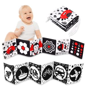 Nuevo Juguete Educativo para Bebés, Libro de Tela en Zigzag Blanco <span class=keywords><strong>y</strong></span> Negro, Personalizado para el Tiempo de Boca Abajo - Product Image 2