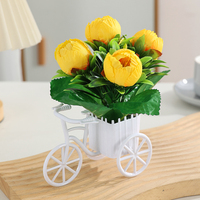 Ensemble de fleurs artificielles pour voiture, ornements décoratifs, bouquet de fleurs séchées en soie plastique, décoration de la maison, vélo, théière