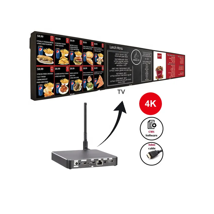 4K UHD Powerful functions Digital Signage Player Support Wireless Wi-Fi