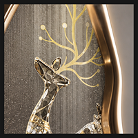 Décoration Murale Paysagère Cerf et Grue Imprimée avec Options d'Éclairage, Plusieurs Tailles Disponibles pour Salon, Hall d'Hôtel, Intérieur