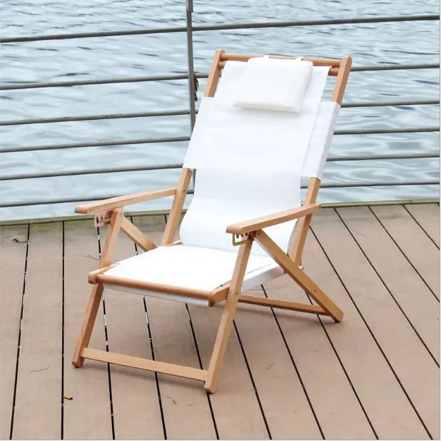 Strand armlehne Stuhl Klappbarer verstellbarer Oxford Canvas Stuhl Tragbarer Lunch Break Holz Lounge Chair