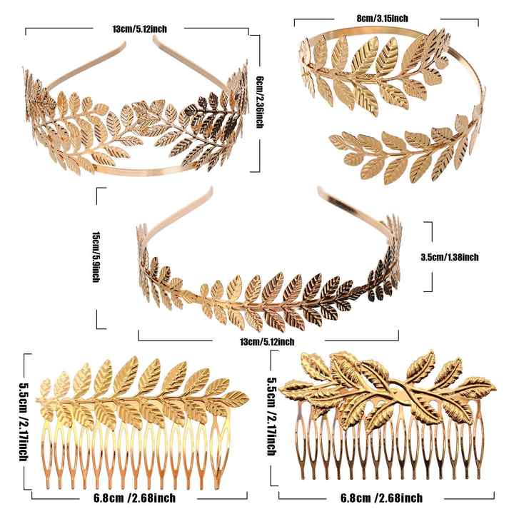 2 Fasce Dorate Greco-Romane Per Capelli - Accessorio Festa/Cosplay, Oro - Foto 8