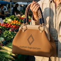 Sac à main en corde tressée écologique style bohème avec poche, idéal pour les courses, les voyages et les vacances, personnalisable ODM/OEM