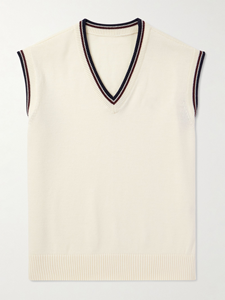 Gilet en <span class=keywords><strong>coton</strong></span> pur pour <span class=keywords><strong>homme</strong></span>, <span class=keywords><strong>col</strong></span> en <span class=keywords><strong>V</strong></span>, coupe classique, <span class=keywords><strong>pull</strong></span> sans manches en tricot - Product Image 2