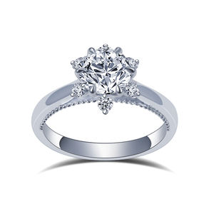 Anillo de diamantes redondos de oro blanco de 18 quilates Messi Jewelry MSR-1423 para mujer - Product Image 1