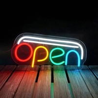 Panneau d'ouverture néon LED Décoration de vitrine lumineuse pour vitrine de magasin Panneau d'ouverture d'entreprise accrocheur