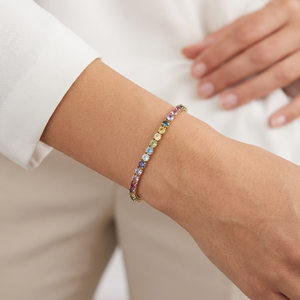 7.5" Natural Multi Color Sapphire Tennis <b>Bracelet</b> 925 Sterling Silver White Gold Plated Unisex Party Jewelry - Product Image 1