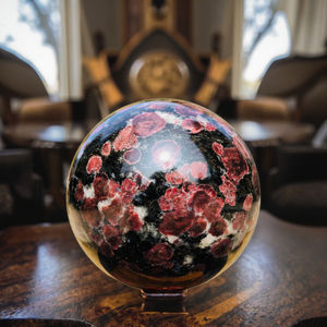 Sphère d'astrophyllite grenat rouge à succès, boule de cristal naturelle pour la décoration et la guérison - Product Image 1
