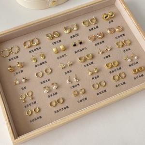 Pendientes de Aro Clásicos y Modernos para Mujer, de Kevlar con Piedra Natural, Electrochapados, de Lujo Ligero, de Alta Gama, Simples, Circulares, Dorados - Product Image 1