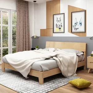 북유럽 현대 간단한 단단한 나무 아파트 침실 가구 두 배 특대 나무로 되는 이층 침대