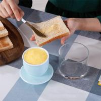 Plat à beurre français en verre transparent avec couvercle émaillé de couleur céramique pour le stockage des aliments sur le comptoir