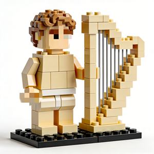 Figurine biblique DIY personnalisée : Ensemble de blocs de construction en plastique <span class=keywords><strong>Harpe</strong></span> de David pour exposition religieuse, cadeau pour adulte - Product Image 1