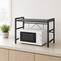 Étagère de rangement réglable et extensible en acier au carbone à un niveau pour four à micro-ondes, organisateur de comptoir de cuisine, vente en gros