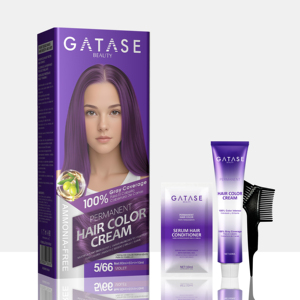 OEM <span class=keywords><strong>Spot</strong></span> Salon Fashion Couleur des cheveux Violet Bleu <span class=keywords><strong>Vert</strong></span> Sans ammoniaque Teinture capillaire biologique longue durée 100% <span class=keywords><strong>Gris</strong></span> Couverture Marque privée - Product Image 1