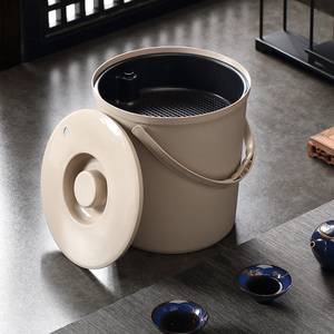 Household Round 6.5L Tea Residue Water Bucket <strong>With</strong> Strainer Small Compost Bucket <strong>Plastic</strong> Waste <strong>Bin</strong> - Product Image 3