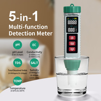 MF-X51 Testeur de qualité de l'eau portable 5 en 1 Mesure TDS EC pH Sel Température avec sonde haute sensibilité pour aquarium domestique