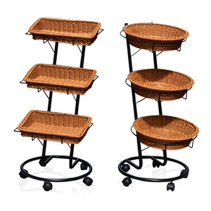 Scaffale Multilivello <span class=keywords><strong>in</strong></span> <span class=keywords><strong>Vimini</strong></span> per Cucina, Portaoggetti Rotante <span class=keywords><strong>in</strong></span> Plastica PP Effetto Rattan per Dispensa, Bagno, Camera da Letto - Product Image 2
