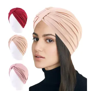 Bunte gebundene Turban-Kopfbedeckung muslimisch stretch-Turban-Mütze Damen Turban-Hütte für Damen