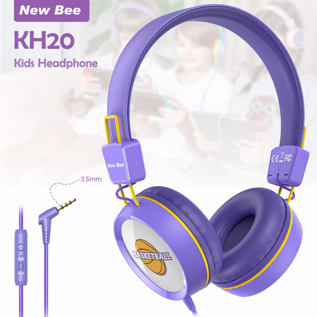 New Bee Kids Headphones Wtih 3.5mm Cable for Children Kids Gifts Study Learning Headsets for PC Computer