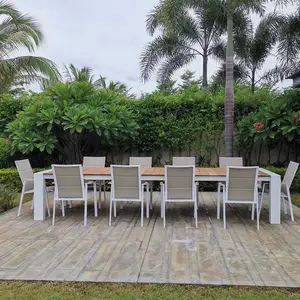 欧洲最新当代现代桌椅露台铝户外花园家具