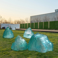 Escultura Artística Moderna de Resina Transparente con Paisaje de Piedra para Hotel, Oficina de Ventas, Villa, Patio, Piscina, Gran Escultura de Piso a Techo