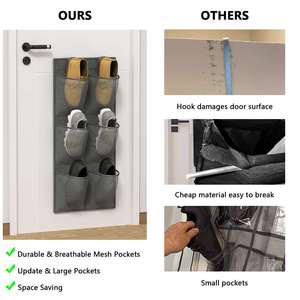 12 Large Mesh Pockets Fabric Closet Door Hanging <b>Shoe</b> Rack Organizer for Home or Camper <b>Shoe</b> Storage - Product Image 2