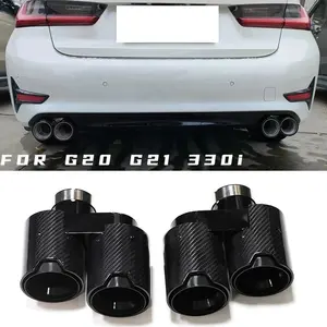Sypes Quad Carbon Fiber Exhaust Tip For BMW G20 G21 330i 330d 330e Muffler Tip Exhaust System Exhaust Pipe 2.5'' Inch Tailpipe